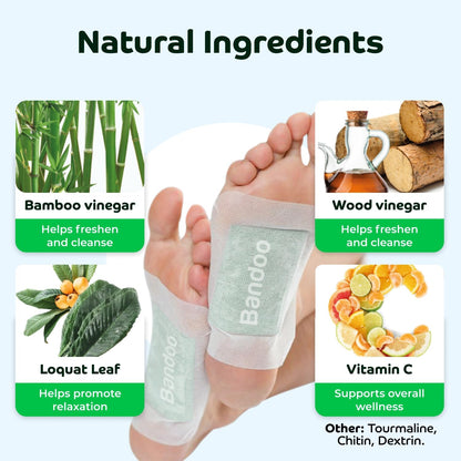 Bandoo Foot Pads | Original | Rana Pads | Premium Natural Bamboo Vinegar Foot Care Pads | Japanese Foot Pads | 30 Pads