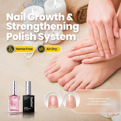 Beetles Nail Polish,15 ML Pearl Pink Nail Polish with 2 in 1 Base Top Coat -Fast Drying & Long Lasting Pearl Romantic Reverie Valentine's Day Gift for Women