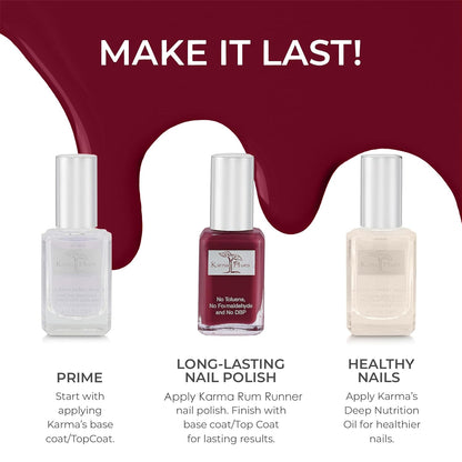 karma organic Natural Nail Polish, Vegan, and Cruelty-Free, No Toluene, No Formaldehyde, No DBP, and Free of TPHP, Rum Runner