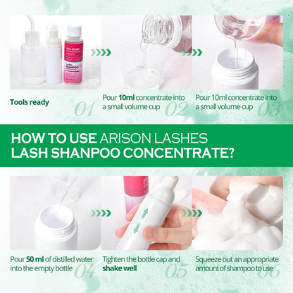 ARISON LASHES Lash Shampoo Concentrate for Lash Extensions 100ML Eyelash Cleanser Concentrate Oil-Free Eyelash Extension Shampoo with Salon Home Care(Aloe Vera)