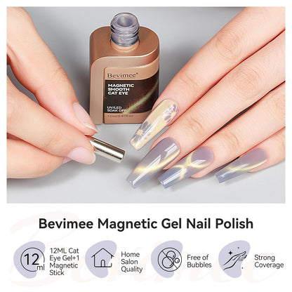 Cat Eye Gel Polish Silver Glass Jelly Magnetic Nail Polish Gel Smoothie Glitter Gloss Shine Holographic Color Velvet UV Gel Polish For Nail Art Manicure DIY At Home 12ml