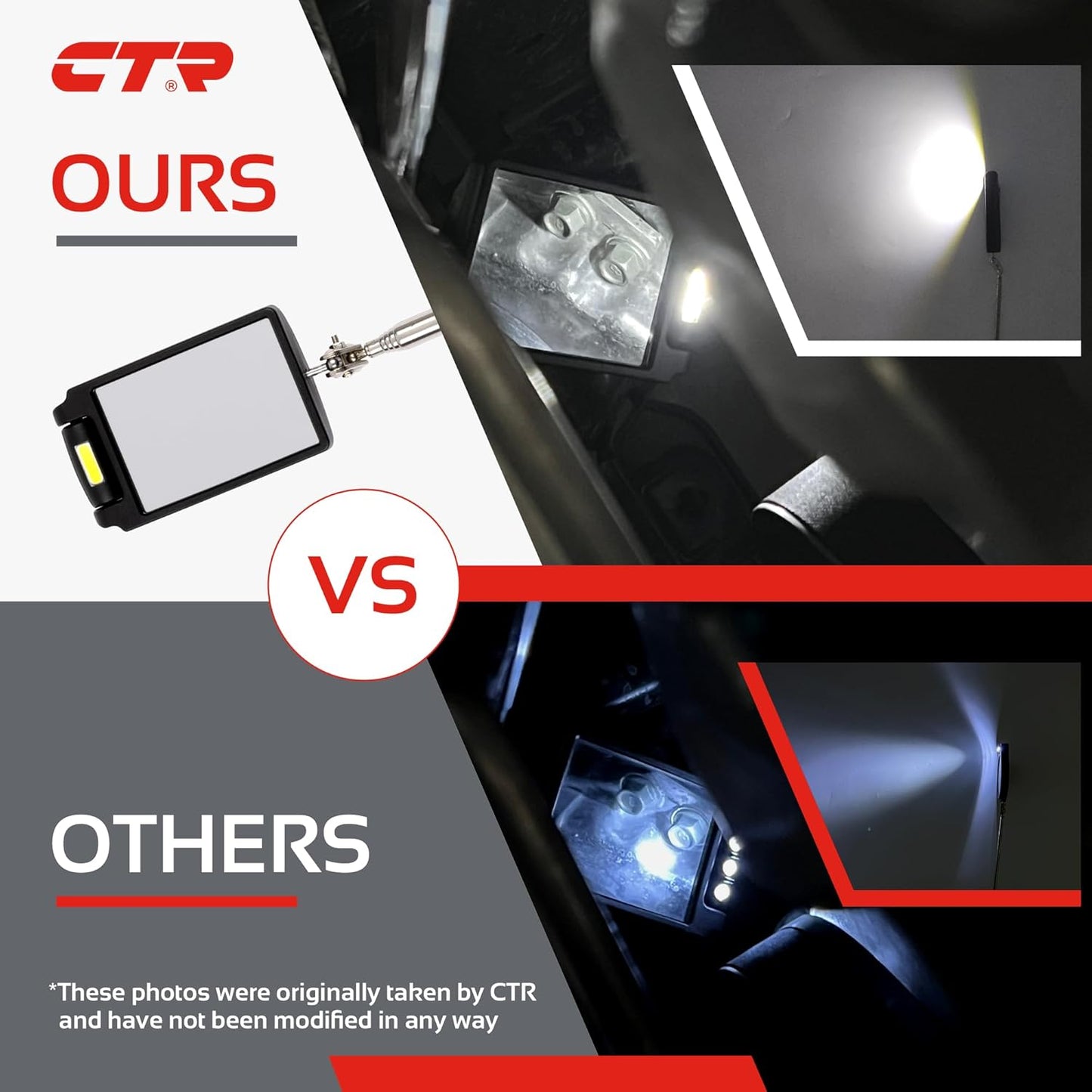 CTR 5PCS Telescoping Magnetic Pickup Tool Kit with Super Bright COB LED Square Inspection Mirror, Flexible Magnet Flashlight, Adjustable Inspection Tool with Long Handle - Best Gadgets Gifts for Men