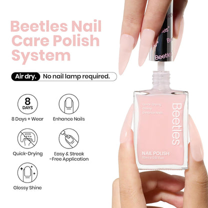 Beetles Nail Polish - Light Pink Natural Nail Polish Natural Nail Concealer Fast Dry Quick Nail Strengthener and Growth Treatment for Thin and Damaged Nails,0.51 FL OZ