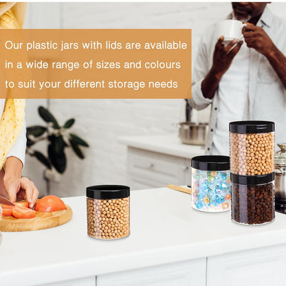 Patelai 4 Pieces Round Wide-mouth Leak Proof Plastic Container Jars with Lids for Travel Storage Makeup Beauty Products Face Creams Oils Salves Ointments DIY Making(16 Ounce,Black)