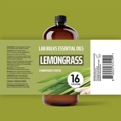 Lemongrass Essential Oil 2-Pack, 16oz Bottle, Bulk for Diffusers, Home, Care, Aromatherapy, Candles