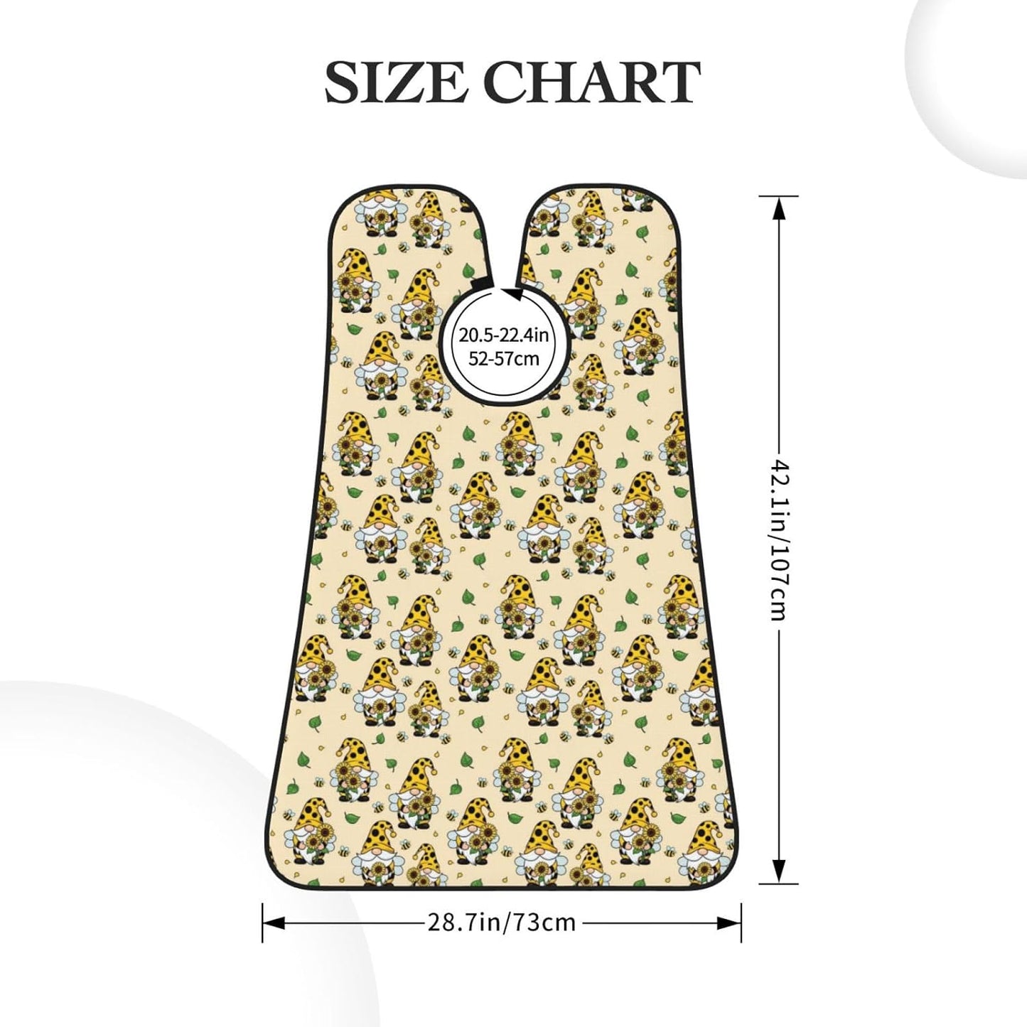 Waterproof Beard Trimming Bib, Non-Stick Hair Catcher for Men Shaving, Grooming Apron for Husband Dad, Gnomes Bees and Sunflowers Shave Bib