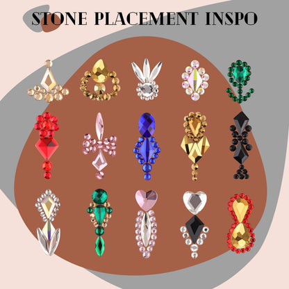 2750Pcs Black Glass Nail Rhinestones 240Pcs Multi Shapes Flatback Nail Gems + 2510Pcs 1.5-4mm Round Crystal, Manicure Nail Charms Diamond Gemstones for Acrylic Nails Decoration