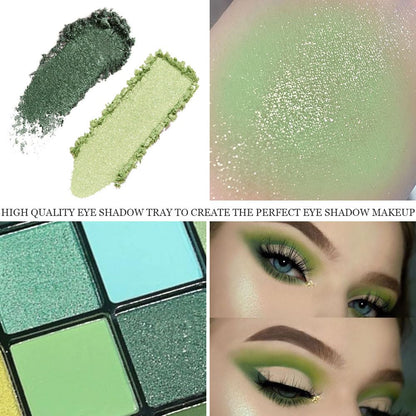 16 Colors Green Olive Matte Shimmer Eyeshadow Palette for Eye Makeup,High Pigmented White Gray Eye Shadow Primers Powder Palet de sombras de ojos