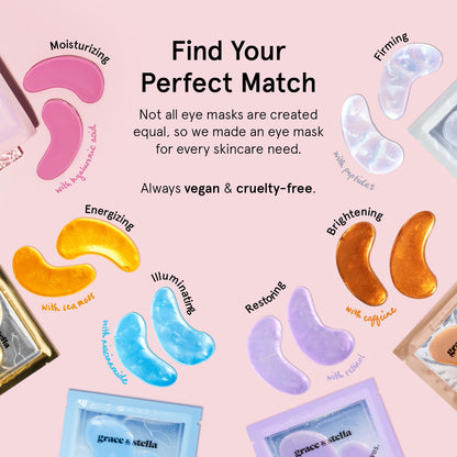 grace & stella Award Winning Under Eye Mask Reduce Dark Circles, Puffy Eyes, Undereye Bags, Wrinkles, Gel Under Eye Patches, Birthday Gifts for Women - Vegan Cruelty-Free Self Care (48 Pairs, Blue)