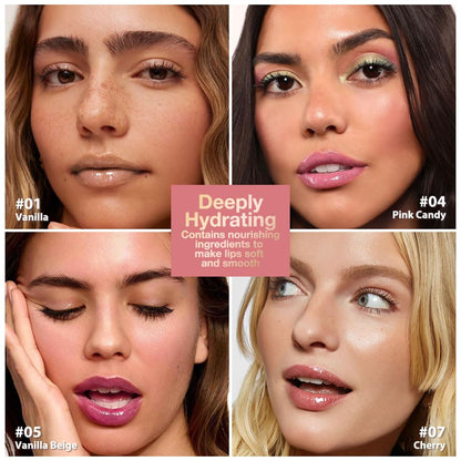 Lip Butter Balm, Cherry Flavor, Ultra-Hydrating with Natural Ingredients, 4-Pack (Set04（01#+04#+05#+07#）, 4Pcs (Pack of 1))