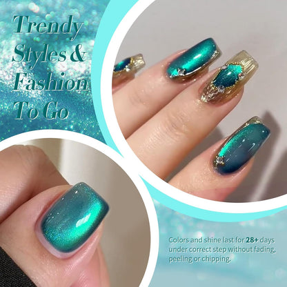 Born Pretty Blue Cat Magnetic Eye Gel Nail Polish Crystal Glass Sea Blue Magnetic Gel Polish Nail Art Manicure DIY at Home 15ML