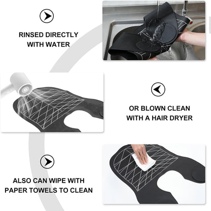 MAQUITA Large Hair Cutting Collar, Silicone Waterproof Cutting Cape for Barber Shop, Salon Hairdressing - Black