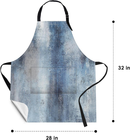Britimes 2 Pack Aprons, Abstract Oil Paint Adjustable Bib Aprons with 2 Pockets for Women Men Couple Lovers Chef Home Kitchen Cooking Baking Gardening Teal Blue Apron 32x28 Inches