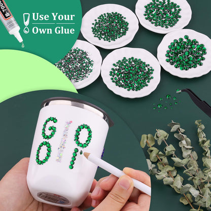 Resin Rhinestones for Crafting, 1 Box Dark Green Multi Sizes Flatback Bedazzling Crystals for Crafts Nail Art Deco, Non Hotfix Gems Charms for Tumbler Shoes Clothing Fabric Face Makeup