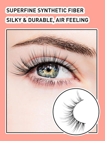 Wispy Lashes False Eyelashes Natural Cat Eye Lashes 12mm Strip Lashes withThin Band Siliglli Cat Eyelashes 3D Volume False Lashes C Curl Eyelashes Pack 7 Pair