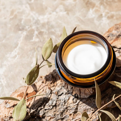 Lil Ray 2 Oz Glass Cream Jars with Gold Lid, Empty Amber Glass Containers, Refillable Cosmetic Vials for Lotion, Ointment (12 PCS)