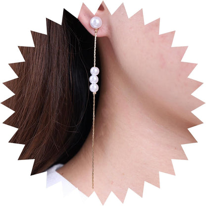Vintage Pearl Dangle Earrings Long tassel pearl earrings Gold Pearl Chain Earrings Pearl Wedding Drop Earrings Jewelry for Women