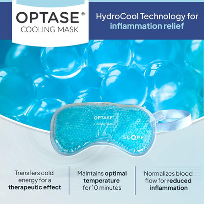 OPTASE Cooling Eye Mask - Gel Eye Mask for Seasonal Inflammation Relief - Premium Cold Eye Mask with HydroCool Technology - Cold Eye Compress for Puffy Eyes - Symptom Relief Eye Gel Mask for Dry Eye