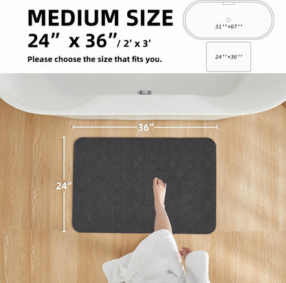 Bath Mat, Bathroom Rugs Non Slip Washable Thin Absorbent Quick Dry Bath Mat Fits Under Door Bathroom Floor Mat Perfect for Bath, Shower, or Sink 24"x36" Dark Grey