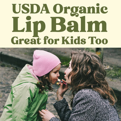 Earth's Daughter USDA Organic Lip Balm 4-Pack - Cherry Flavor - Beeswax, Coconut Oil, Vitamin E - Best Lip Repair Chapstick for Dry Cracked Lips.
