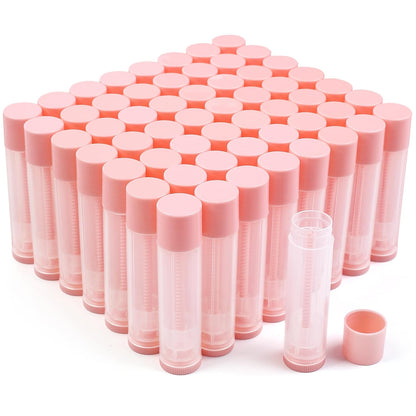LotFancy Lip Balm Tubes Empty, 60PCS 5.5ml (3/16 Oz), Clear Lip Balm Container Tubes with Pink Caps, BPA Free & Leak Free, Refillable