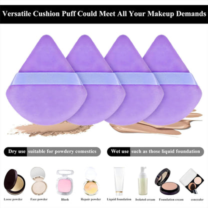 Maitys 12 Pieces Powder Puff Triangle Face Makeup Cosmetic for Loose Powder Soft Body Washable Reusable Foundation Sponge Mineral Wet Dry Makeup Tool for Women(Small,Purple)