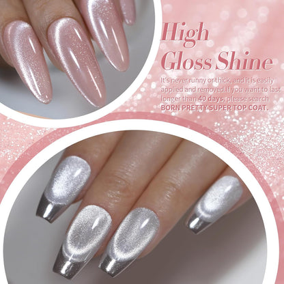 Born Pretty Cat Magnetic Eye Gel Nail Polish, Pastel Milky Jelly Cat Magnetic Gel Pastel Blue Green Purple Pink Nude Silver Nail Art Gel Manicure Salon DIY Gifts 7ML 6PCS