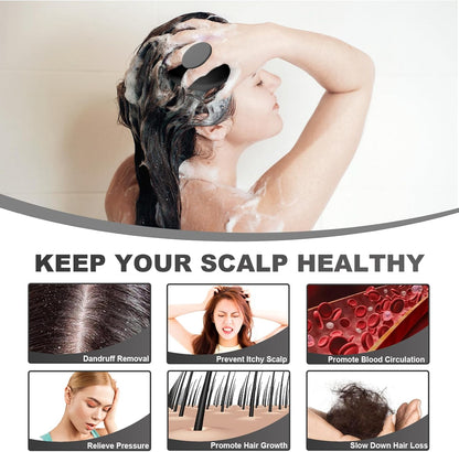 Silicone Scalp Massager, Scalp Scrubber for Hair Growth with Soft Bristles, Scalp Exfoliator Brush Dandruff Removal Shampoo Brush for Wet Dry Scalp Care (Black)