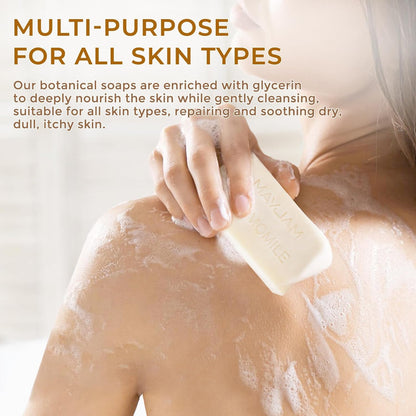 Natural Botanical Bar Soap With Essential Oil, Vitamin E, Pure Plant Oil Bath Body Soap- Lemongrass,Tea Tree, Roman Chamomile Rich Creamy for Men, Women All Skin Type