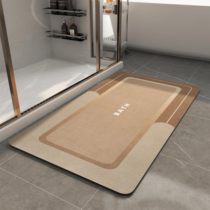 Super Absorbent Non Slip Stain Resistant Quick Dry Thin Bath Mat - 24"x35" Brown