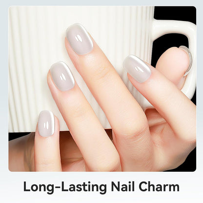 Cat Eye Gel Polish, Magentic Nail Polish Silver Translucent Jelly Color Clear Moonlight UV Gel Glitter Holographic With Magnet For Nail Salon DIY At Home