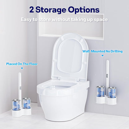 8 Pack Pumice Stone Toilet Bowl Set with 18 in Extra Long Handle,White Holder Case,Pumice Stone for Cleaning, for Cleaning Toilets, Bathtubs, Grills, Swimming Pools, Sinks