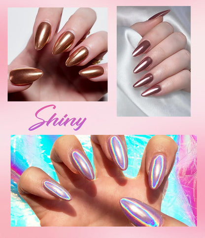 3D Nail Gel - Rose Gold Chrome Nail Powder 15g Clear 3D Sculpting Gel Non-Sticky Hand Hard Gel Carving Gel with Laser Copper Chrome Powder for Nail Art Home DIY