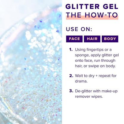 Unicorn Snot Face & Body BIO Glitter - Cosmetic-Grade Holographic Glitter Gel - Plant-Based Glitter Makeup for Festivals, Raves, Anime Cosplay - Safe for Face, Easy Application & Removal (Galaxy)