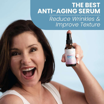 Collagen Peptide Serum for Face – Anti Aging Facial Treatment with Peptides & Hyaluronic Acid – Gentle Formula for Sensitive Skin, Microneedling Pen, Derma Roller, Skin Firming & Hydrating (2 Oz)