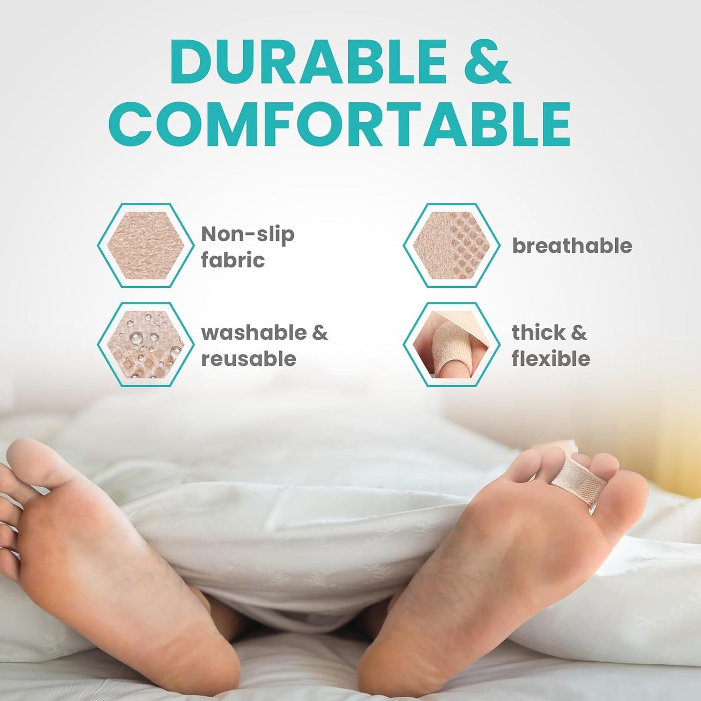 10 Pack Fabric Hammer Toe Corrector, Reusable Broken Toe Protectors Taped Wraps, Hammertoe Straightener, Toe Splint for Broken Toe, Crooked Toes, Bent Toes （Brown 5L+5S）