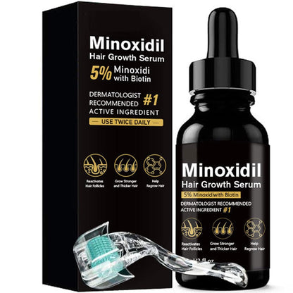 5% Minoxidil for Men, Beard Growth Kit, Hair Regrowth Serum for Hair Loss Treatment, Fuller & Thicker & Healthier Hair for Men & Women, with Massage Helper with Protective Cover