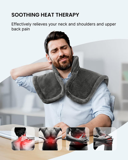 RENPHO Heating Pad for Neck and Shoulders and Back, Birthday Christmas Gifts for Women Men, FSA Eligible Items Only List, Edge Weighted Electric Heat Pad for Pain Relief, ETL Certified, 21"x23" Gray