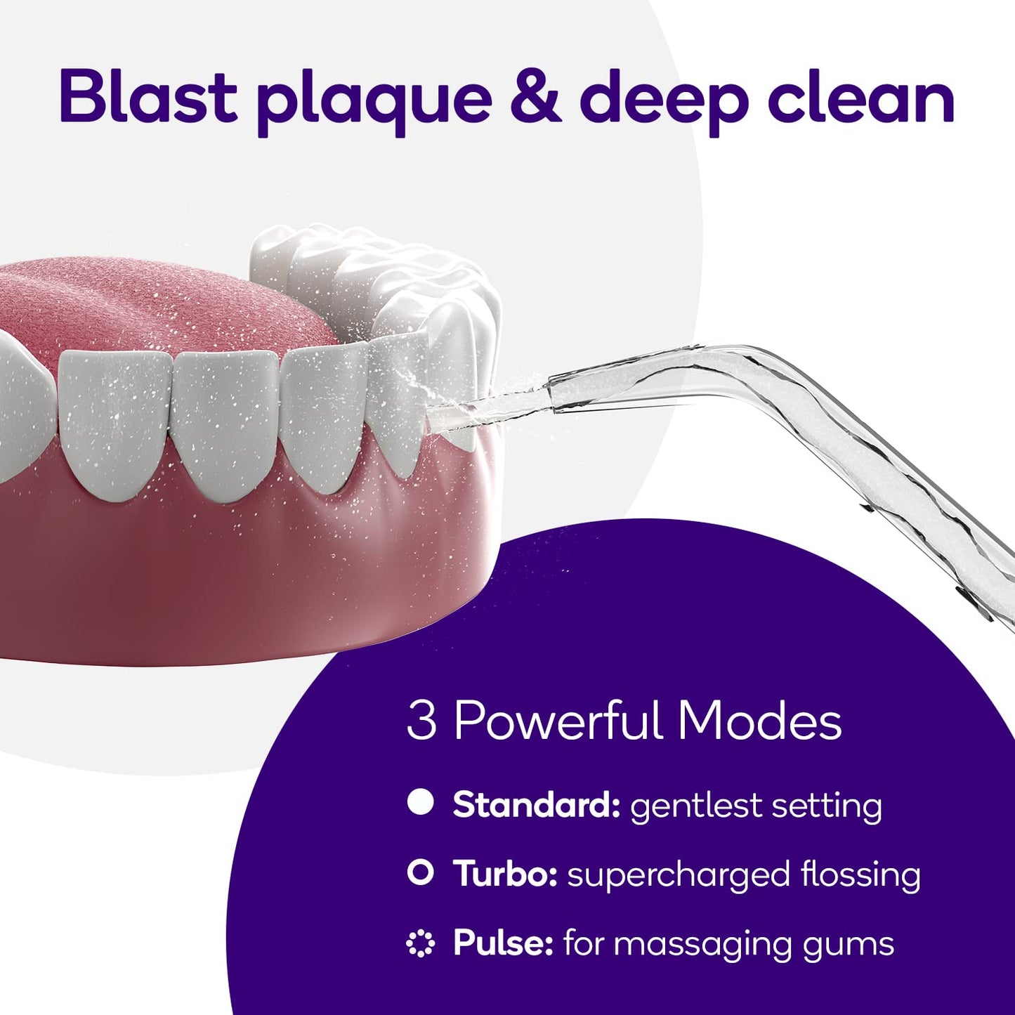 Burst Electric Water Flosser for Teeth Cleaning (3 Modes/Black) | Cordless | Plaque Removal Between Braces & Dental Work | Portable Floss | Refillable 110mL Tank