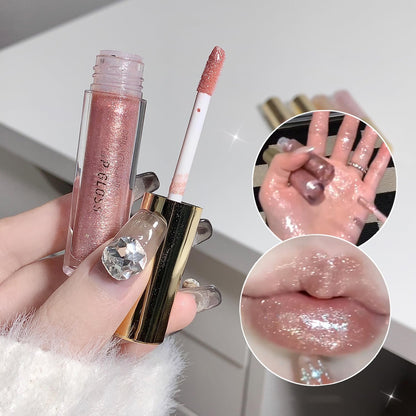 Petansy Shimmery Glitter Moisturizing Lip Gloss Nourishing Lipstick Set 5 Colors Lip Plumper Lip Gloss Hydrating Lip Glow Oil Shiny Glitter Sparkly Glossy Set