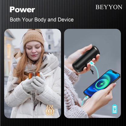 BEYYON Hand Warmers Rechargeable - Magnetic Electric Hand Warmer 2 Pack, 4 Levels Heat Up to 131℉ with LED Display, Portable Reusable Pocket Heater for Raynauds, Golf, Camping, Men, Women