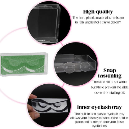 Premium Lash Display Cases - 30 Pack Customizable False Eyelash Storage Containers (Green)