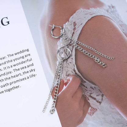 Vintage Tassel Chain Earrings Silver Fringe Chain Earrings Long Chain Dangle Earrings Punk Thick Chain Huggie Hoop Earrings Jewelry for Women