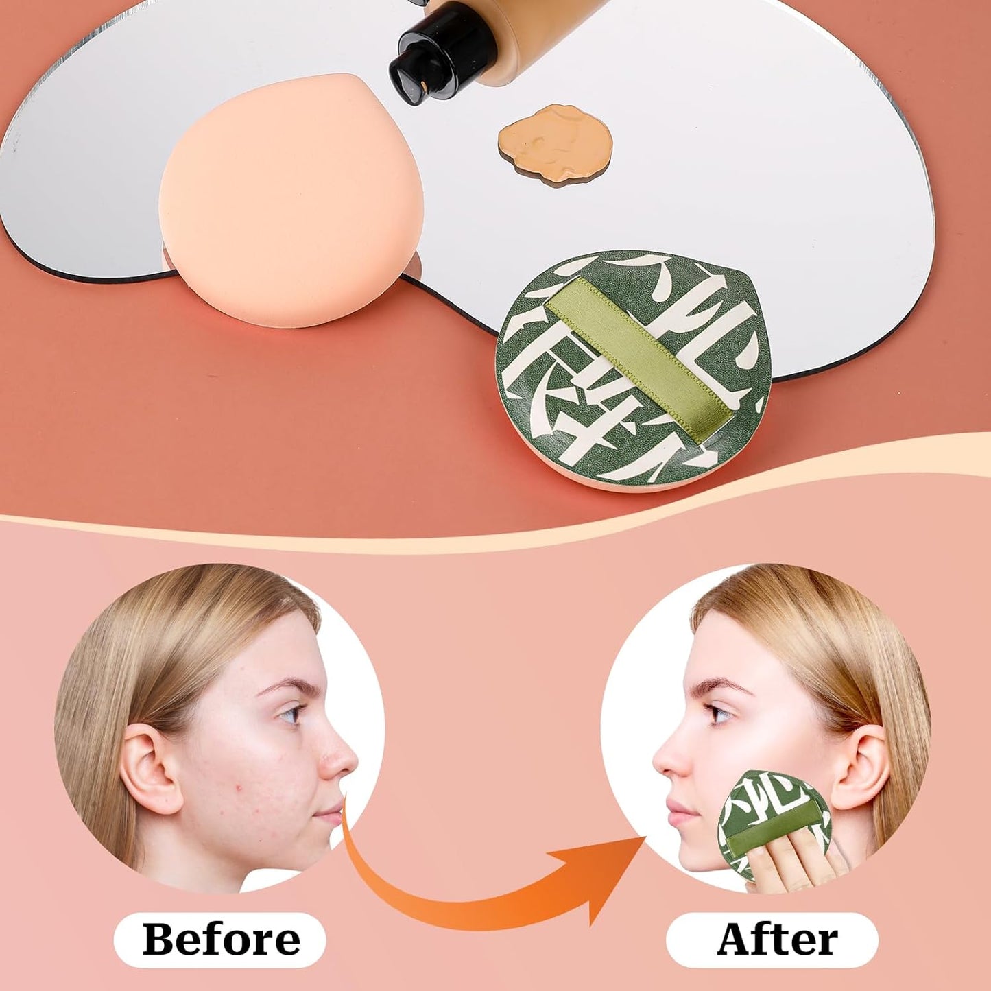 4 PCS Foundation Sponge, Korean Makeup Sponge Puff Teardrop Setting Powder Puff Face Makeup Cushion Puff Soft Beauty Blender Sponge for Concealer Liquid Cream and Powder, Beginner Friendly, Medium