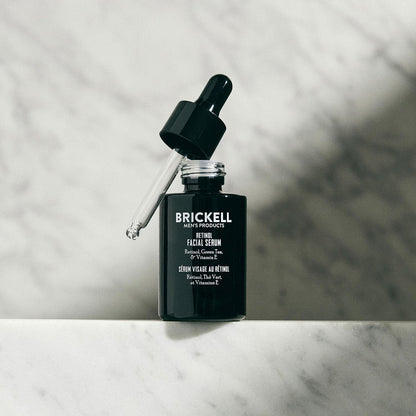 Brickell Men's Retinol Skin Care Serum Treatment For Firming Face Lines & Eye Wrinkles, Deep Hydrating Facial Skincare Serum For Anti-Aging, Fragrance Free, 1 Ounce