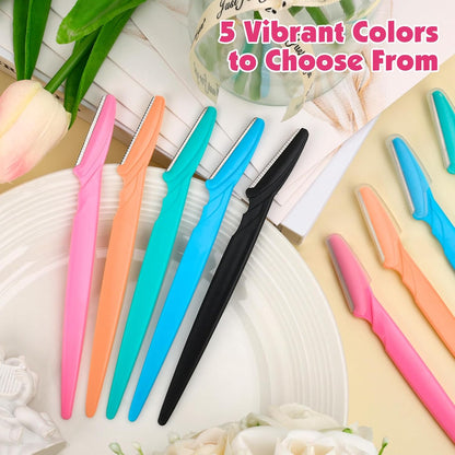 100 Pcs Eyebrow and Face Razors for Women and Men, Multi-Color Facial Shavers with Protective Covers, Safe for Beginners