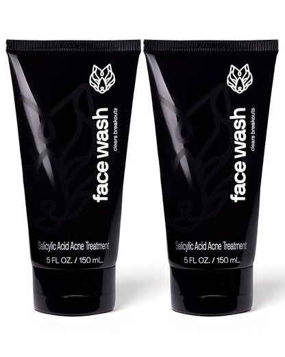 Black Wolf Men’s Charcoal Powder Face Wash - 5 Fl Oz, 2 Pack - Facial Cleanser Removes Unwanted Impurities from Your Skin & Soothes Irritation
