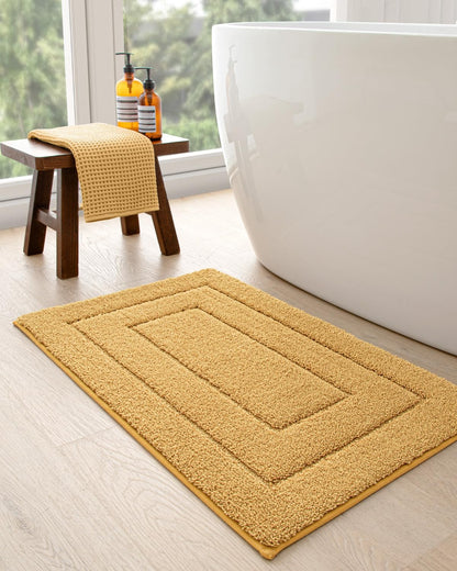 DEXI Bathroom Rug 32x20, Non Slip Washable Bath Mat for Shower Floor, Absorbent Soft Bathmat with Rubber Backing, Quick Dry Microfiber Carpet, Yellow
