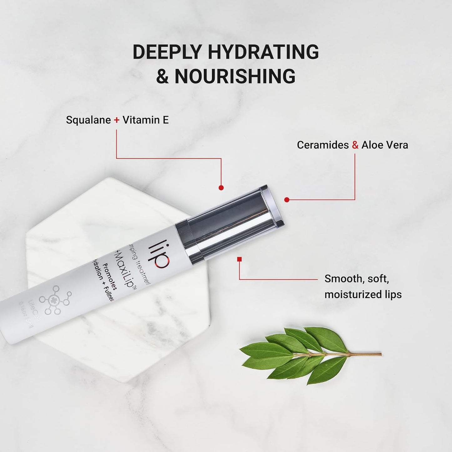 LifeCell Lip Plumping Treatment – Glossy Balm with MaxiLip Peptides for Fuller, Smoother Lips – Hydrating, Non-Irritating, Fragrance-Free Lip Care for All Skin Types