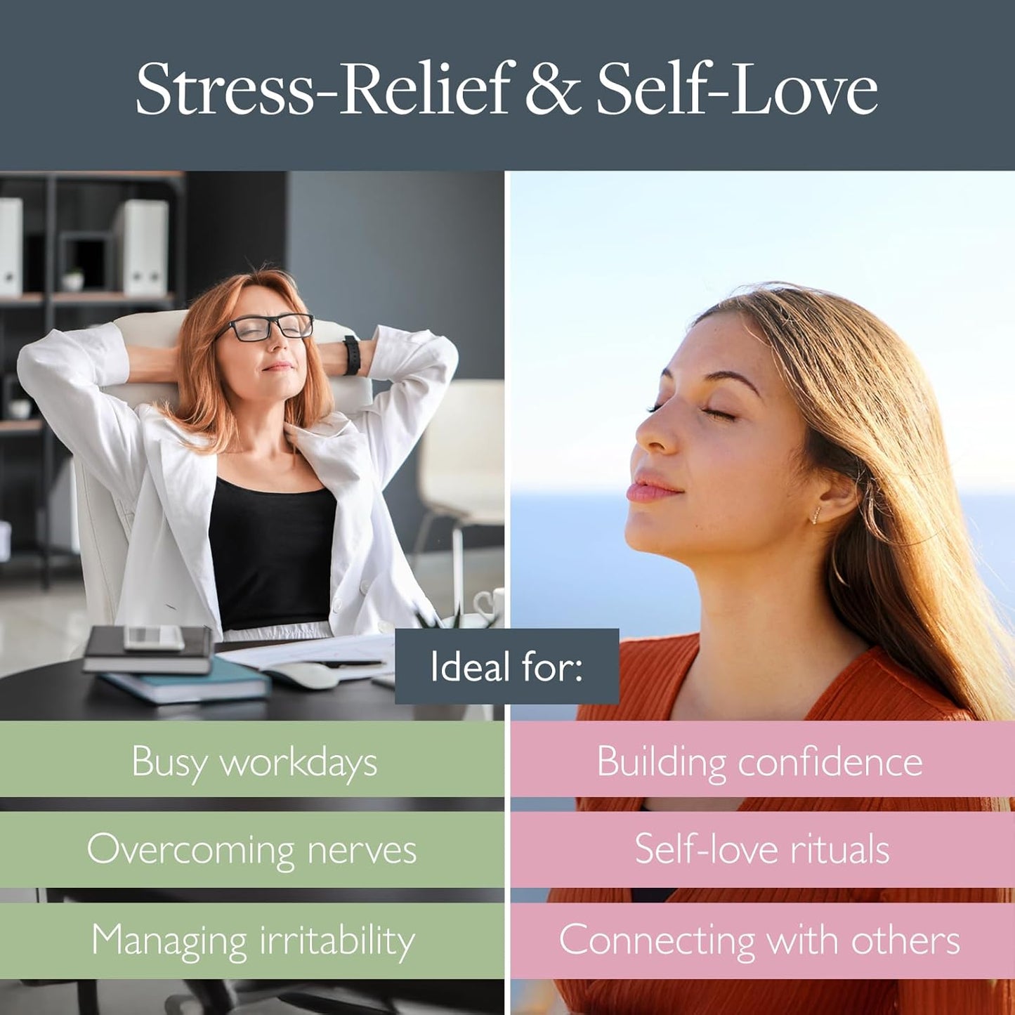 Scentered Aromatherapy Balm Stick Duo for Stress-Relief & Emotional Balance - Roll On Essential Oil Blends of Rose & Chamomile - Aromatherapy Gifts for Women - De-Stress & Love